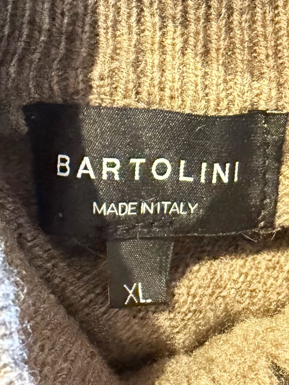 Bartolini Men's XL 100% Cashmere Crewneck Sweater in Light Brown - Made in Italy